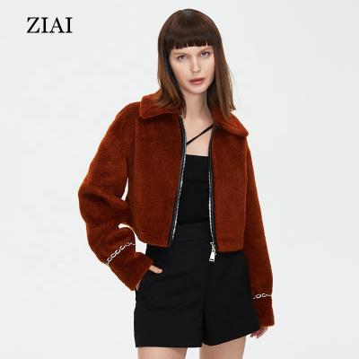 China Real Fleece Fuzzy Faux Fur Winter QUICK DRY Shear Shearling Jacket Warm Short Teddy Coat With Pocket for sale