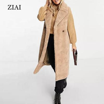 China Wholesale new fashion women's long shearling coat vest winter coat teddy coat women windproof vest for sale