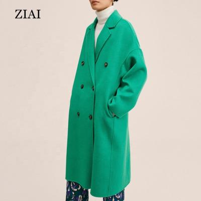 China New Design Sense Mid-tube Breathable Design High-end Lapel Spring Coat Handsome Women Woolen Coat for sale