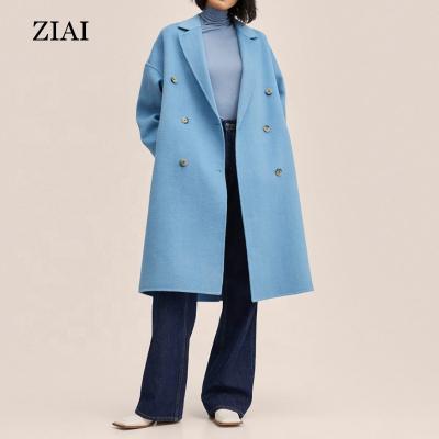 China New Design Sense Mid-tube Breathable Design High-end Lapel Spring Coat Handsome Women Woolen Coat for sale