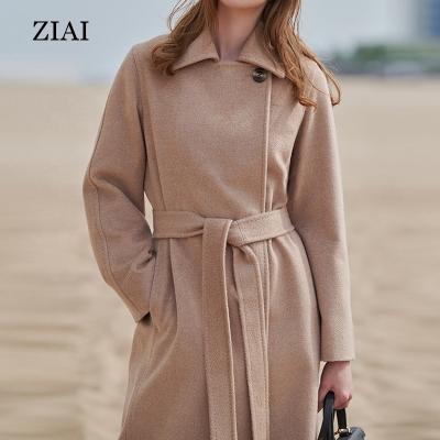 China New Small Style Hepburn Woolen Coat Wholesale Women's Wool Coat Camel Cashmere Winter High End Breathable Mid Length Coat for sale