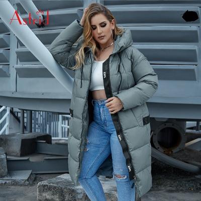 China Anti-wrinkle Women Down Jacket Hooded Quilted Length Casual Down Jacket Padded Women Quilted Coat for sale