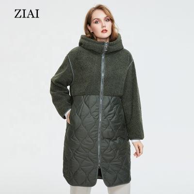 China Factory Wholesale New Design Ladies Anti-wrinkle Casual Cotton Padded Coat Padded Trench Coat in Light Green for sale