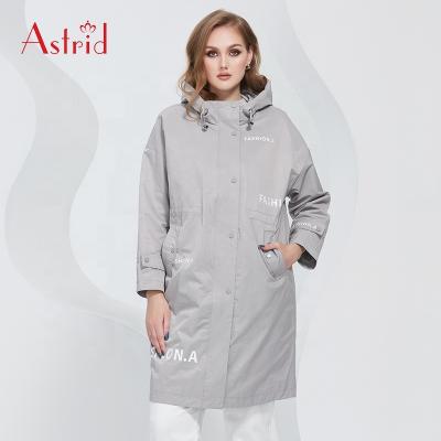 China Wholesale OEM Breathable Trench Coat Women Long Spring Spring Letter With Hooded Jacket Drawstring Warm Windproof Anorak for sale