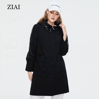 China Whosale Breathable Plus Size Ditch Coat Women Spring Long Solid Woven Fabric Slim Jacket Printed Letters Fashion Casual Coat for sale