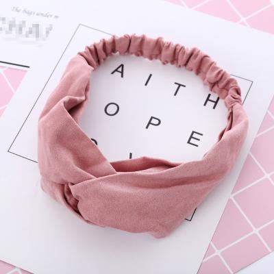 China Party Women Headband Vintage Cross Knot Hair Bands Elastic Suede Soft Solid Girls Headband for sale