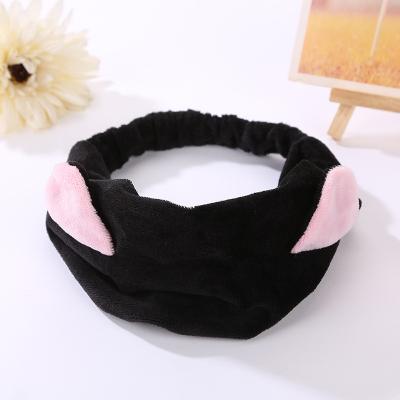 China Korean Cat Ear Headband Ladies Cute Cartoon Plush Wash Face Makeup Hair Band Accessories for sale