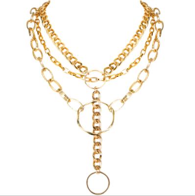 China Fashion casual/sporty elegant hot gold plated punk style multi layers necklace texture choker necklace for women for sale