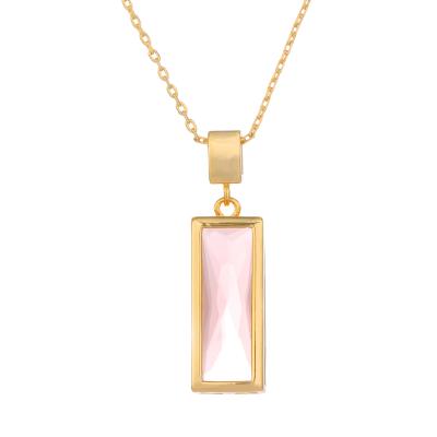 China 2021 Summer promotion brass gold plated necklace rose rectangle necklace casual/sporty pendant women for sale