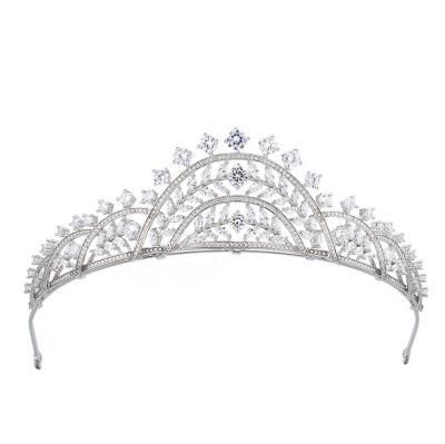 China Crystal Tiara Leaf Arch Accessories Rhinestone Luxury Brass Tiara for sale