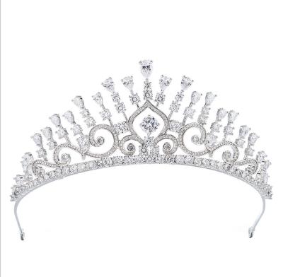 China New Design Brass Statement Crown Royal Claw Setting Diamond Crown For King Or Queen for sale