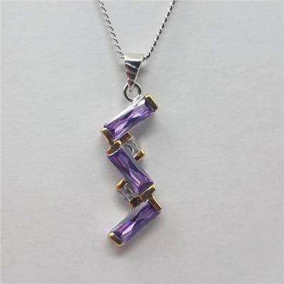 China Fashionable Square Shape Amethyst Gemstone Jewelry In India Wholesale Copper Pendants Necklace for sale