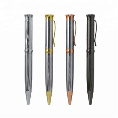 China Promotional Stylish Silver Engraved Gift Pen Metal Ball Pen Gift Set With A Carton Box for sale