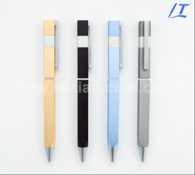 China office & School Pen Customized Logo Square Metal Ballpoint Pen Tetragonum Business Gift Flat Pen for sale