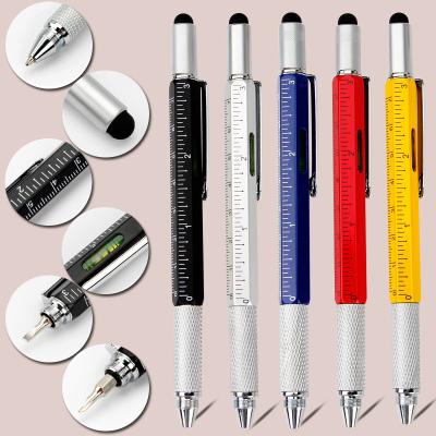 China office & School Promotional Pen Plastic Metal 6 in 1 Tool Pen Phone Holder Tip Stylus Pen, Pen for Mobile Stand for sale