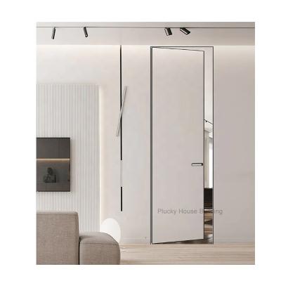 China Modern Flush Design Invisible Frameless Door With Hidden Hinge Wood Door for sale