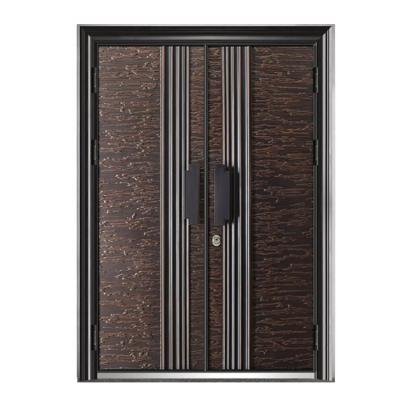 China Modern Unique Design Home Bulletproof Villa Double Leaf Cast Aluminum Security Entry Door for sale