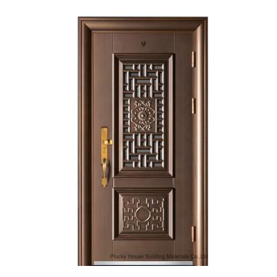 China Exterior Single Front Security Steel Door of Modern Luxury Metal Double Steel Door Design for sale