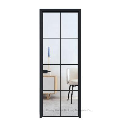 China Modern factory wholesale aluminum narrow swing door bathroom aluminum frosted glass doors for sale