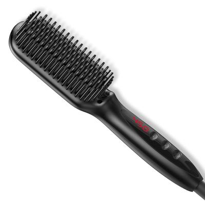 China WT-029 2 in 1 black beard straightener brush for men hair straightener styling comb brush unisex for sale