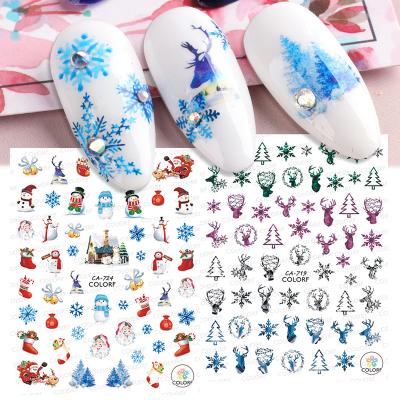 China Self Adhesive Santa Snowflake Elk Nail Decals DIY Nail Art Christmas Nail Sticker Theme Snowflake Sticker Santa Snowman Sticker for sale