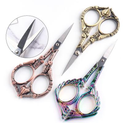 China CUTICLE Nail Scissors Bird Phoenix Trimming Peacock Balance Professional Eyelash Cutter Sticker Retro Designs Manicure Straight Scissors for sale