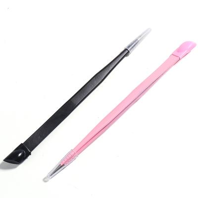 China Hot Selling Durable Selection Of Stainless Steel Design Use Double Stainless Steel Nail UP Nail Art Tweezers Tools With Silicone Pressing Head for sale