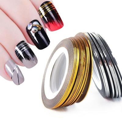 China Silver Barrant Line Nail Art Decoration 0.5mm Gold Tape Wire Nail Art Stickers Polish Transfer Nail Foils Nial Adhesive Sticker for sale