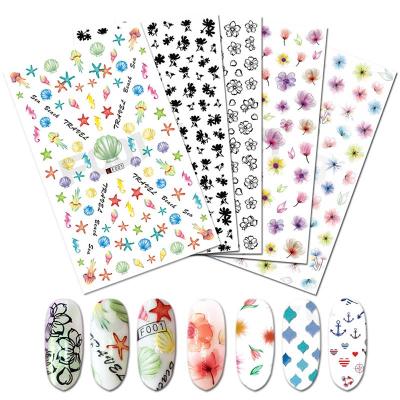 China Nail Art Decoration Hot Selling All F Series Nail Sliders Dip The Worlds Rose Flower Design 3D Nail Art Stickers Adhesive Nail Sticker for sale