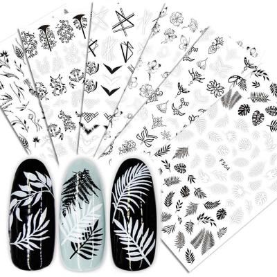 China White Nail Salon Art New Design French Black Leaf Vintage Flower Vine Nail Art Stickers Decal For Nail Decoration for sale