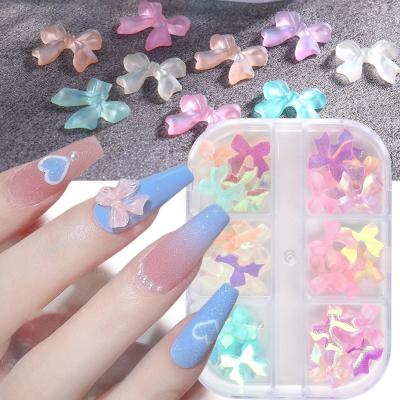 China Fashionable 3D Aurora Symphony Nail Art Butterfly Nail Art Decoration Resin Arc-knot Grid Mixed 6 Jewelry for sale