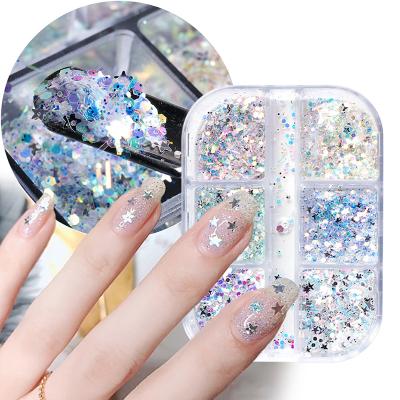 China Hot Sale Plastic Mixed Size Holographic Laser Colored Nail Sequins 3D Round Nail Art Decoration for sale