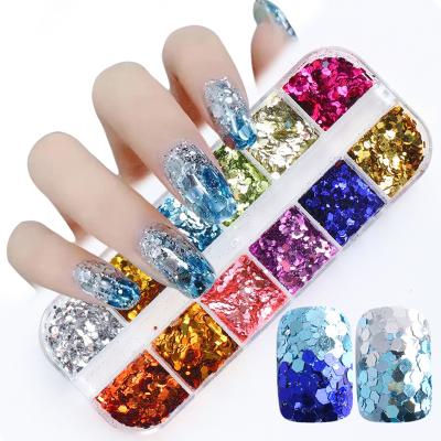 China Blue Color Mermaid Hexagon Nail Sequins Nail Art Decoration Fashionable Nail Art for sale