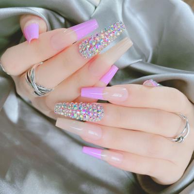 China No Trace Hot Selling Varies Styles 24Pcs Extra Long Ballerina Nails Tips Full Cover Coffin Fake Press On False Nails for sale