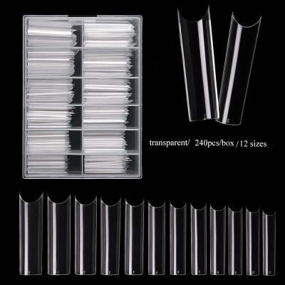 China 240Pcs/Box Hot Water Pipe French Lengthened Nail Tips Cover Half C French False Nails for sale