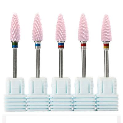 China Diamond Nail Drill Bits Nail Art Foot Cuticle Clean Burr Nail Art Salon Wholesale Pink Ceramic Nail Drill Bits for sale