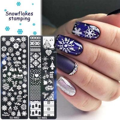 China Nail Art DIY Good Quality Steel Plate Christmas Series Snowflake Elks Nail Art Stamping Plate Nail Polish Transfer Printing Template for sale