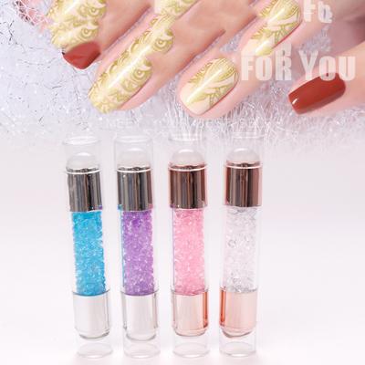 China Silicone Rhinestone Handle Nail Art Stamping Plate Acrylic Nail Stamper Set For Double Head Nail Salon Display for sale