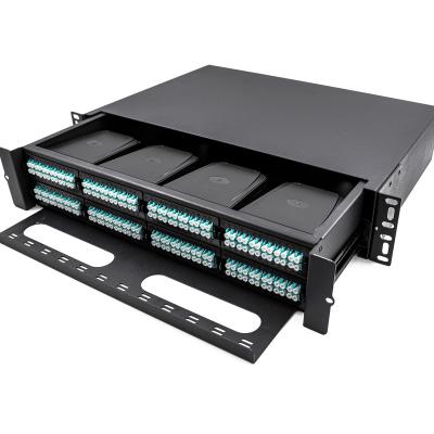 China FTTH FTTA Data Center Rack Mount Slide 2U 19inch 192-384 Core High Density ODF MPO Patch Panel for sale