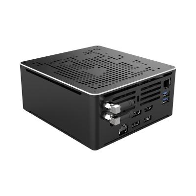 China Fan Design New 10th Generation PC i7 10750H i9 9880H 6 Core i9 PC 2 Lan Win 10 2*DDR4 2*M.2 NVME AC 4K DP HD Mini for sale