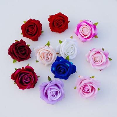 China New Arrival Events Decoration Faux 7cm Rose Heads Wholesale Artificial Flowers Velvet Flower For Wedding Decoration for sale