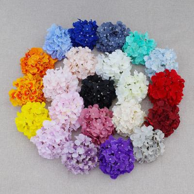 China Artificial Flowers 22 Color 17cm Hydrangea Silk Flower Head Wholesale Eco-friendly Look Real Big Size for sale