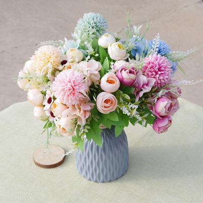 China Home.Restaurant.Bar.Hotel.Wedding Mini New Style Fake Flowers Artificial Imported China Tianjin Artificial Flowers Mixed Bouquet for sale