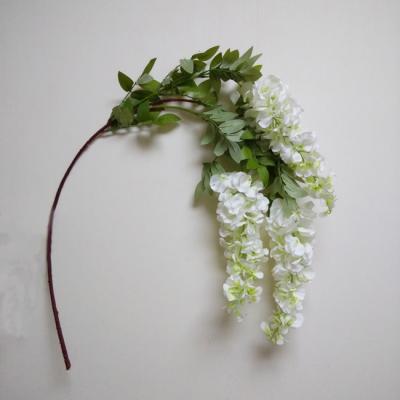 China 3 High Quality Eco-friendly Artificial Wisteria Wedding Hanging Flowers Silk Decorative White Wisteria Branches Ceiling for sale