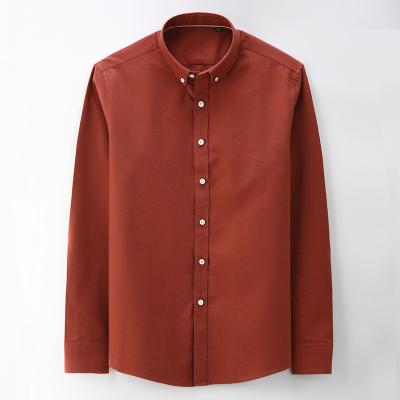 China Good Sales Designer 100% Cotton Soft Cotton Slim Fitted Tangerine Collar Oxford Men's Long Casual Shirt for sale