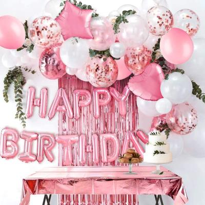 China Delicate Pink Party Decorations Birthday Party Decoration Set Suitable For Female Girls Birthday Parties for sale