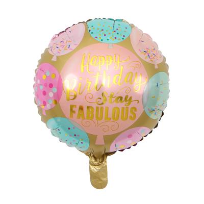 China Delicate Aluminum Foil Balloon Round Happy Birthday Polyester Film Helium Balloon Party Decoration for sale