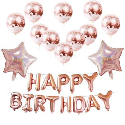 China Hot Sale Aluminum Rose Gold Birthday Balloon Set Foil Foil/with Letters,Stars,Glitter,Latex Balloon Party Decoration for sale