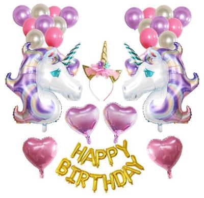 China 2022 Affordable Unicorn Balloon Set For Girls Birthday Party Decoration Aluminum Foil Film / New Style Birthday Party Supplies; for sale