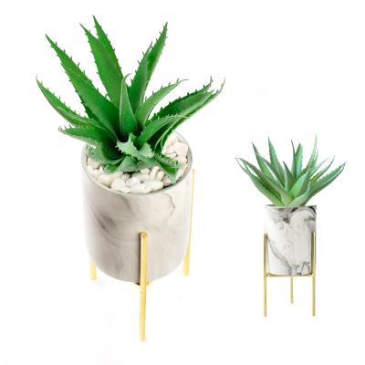 China Gold Marble Nordic Pattern Europe Style Minimalism Ceramic Iron Pot Art Home Wedding Living Room Decoration Vase Tabletop Flower Pot for sale